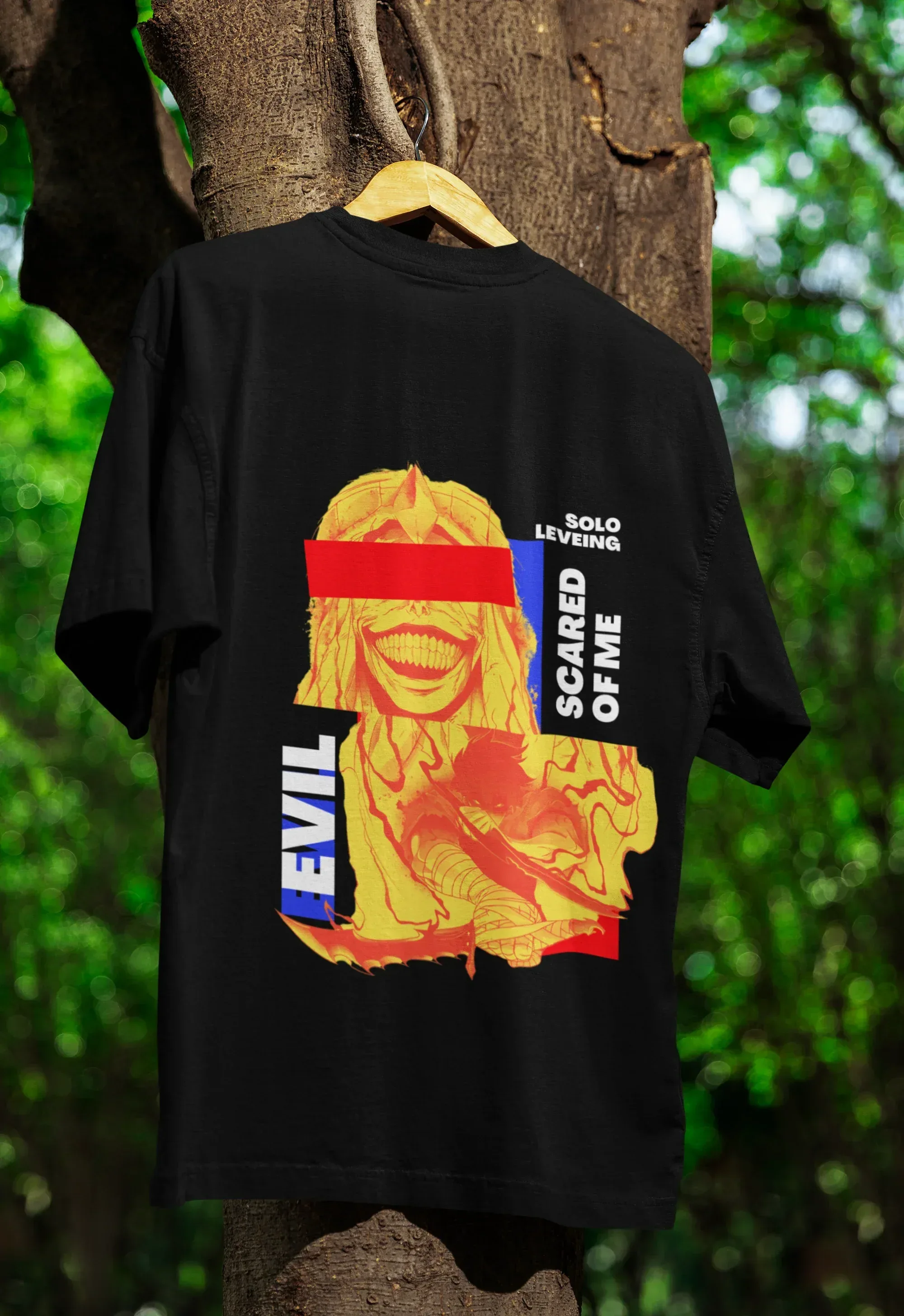 mockup-of-an-oversized-tee-hanging-from-a-tree-m39840 - Drippyx