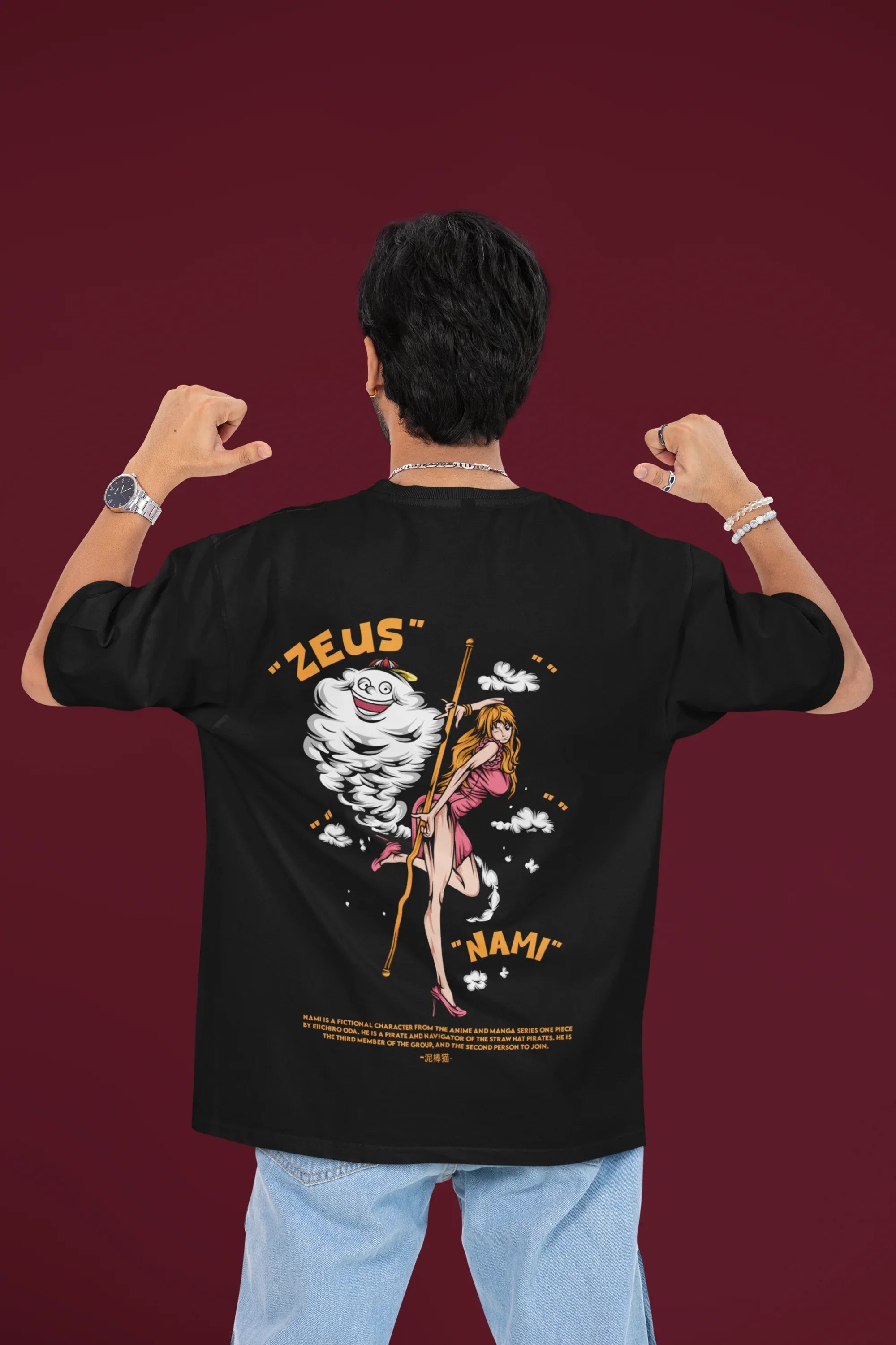 NAMI oversized T-shirt by Drippyx in terry cotton 260 GSM heavyweight fabric, shown in a relaxed fit with a soft texture.