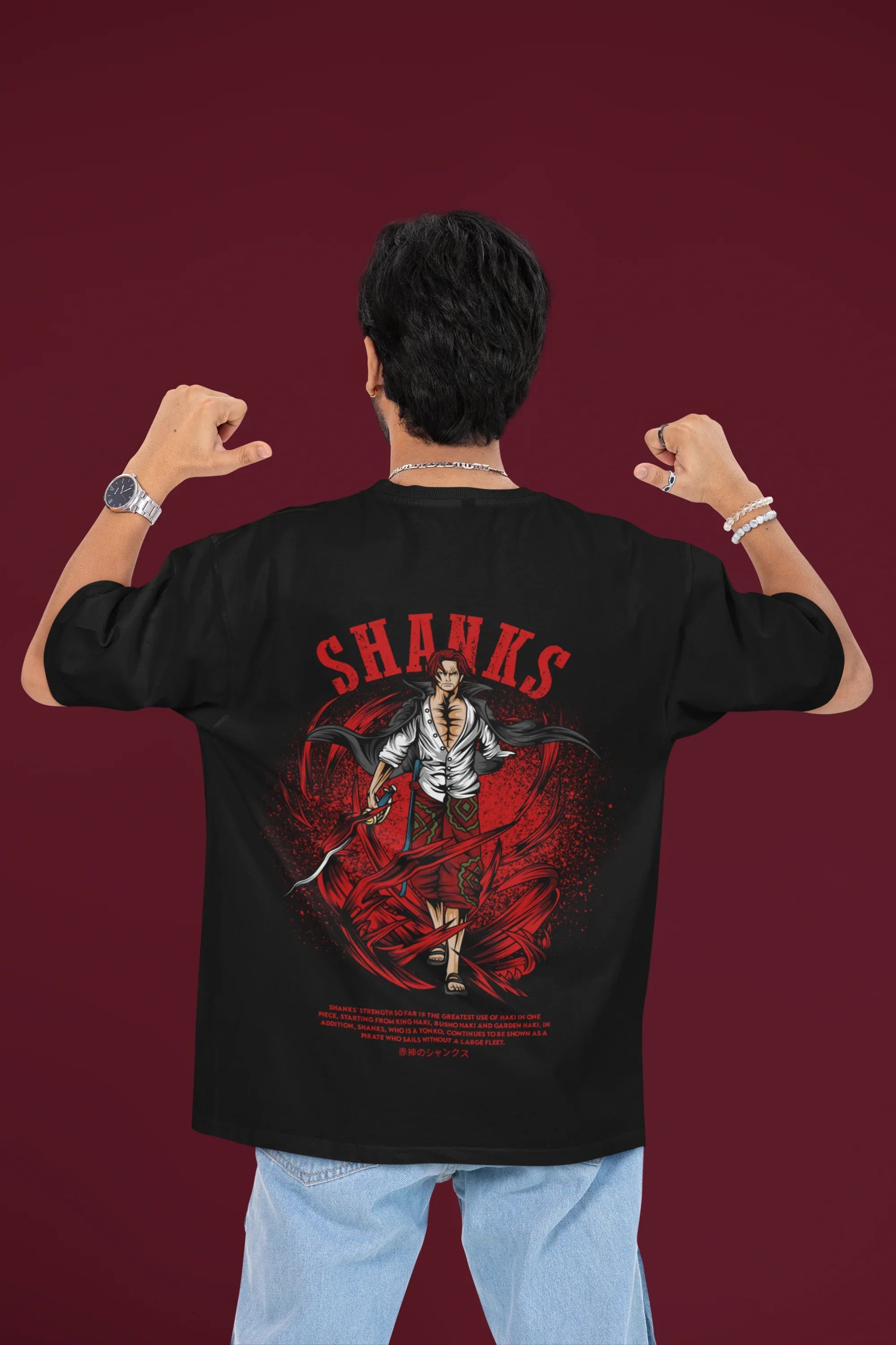 Oversized SANKS T-shirt by Drippyx in heavyweight terry cotton, featuring a relaxed fit and bold graphic design.