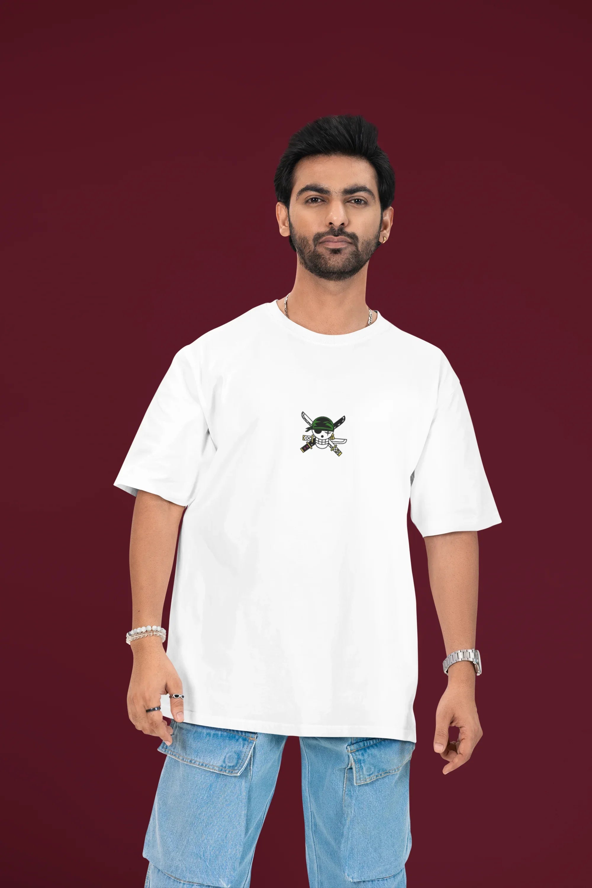 Drippyx Zoro oversized T-shirt made of heavyweight terry cotton, featuring a relaxed fit and casual style, shown in the image.